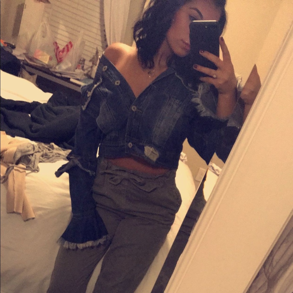 Distressed jean jacket from miss Lola. Worn once.